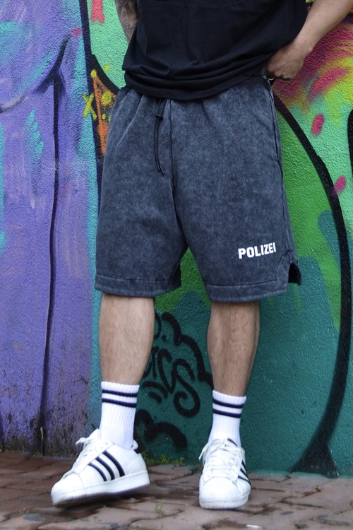 Acid wash polizei oversize şort
