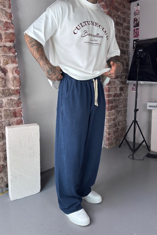 Acid Washed Blue Baggy Eşofman