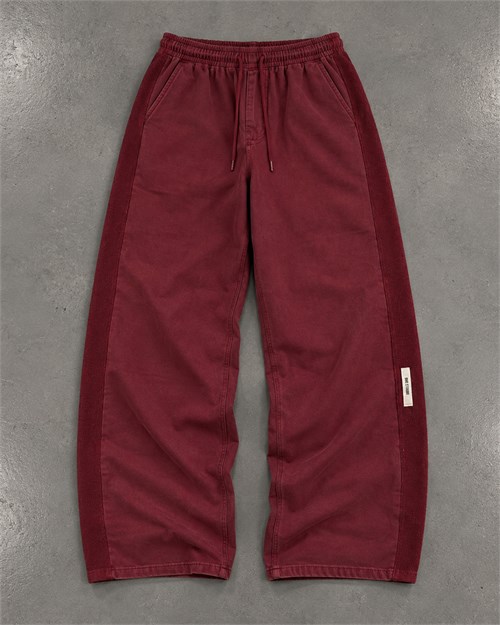Acid Washed Bordo Baggy Eşofman