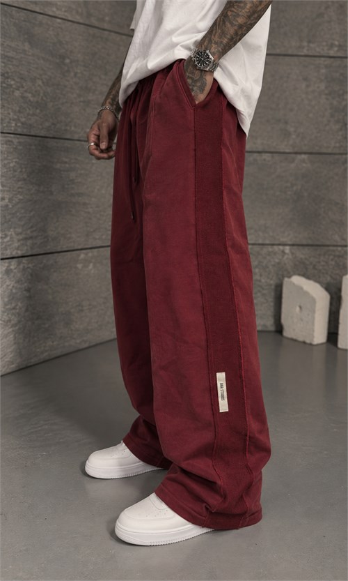 Acid Washed Bordo Baggy Eşofman