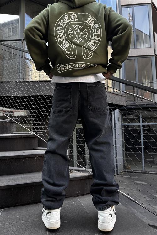 Acid yıkamalı baggy siyah pantolon