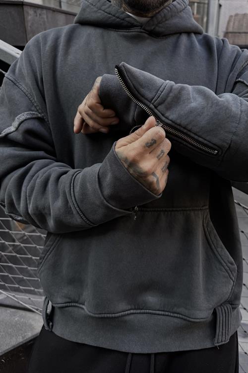 Acis wash zip oversize hoodie