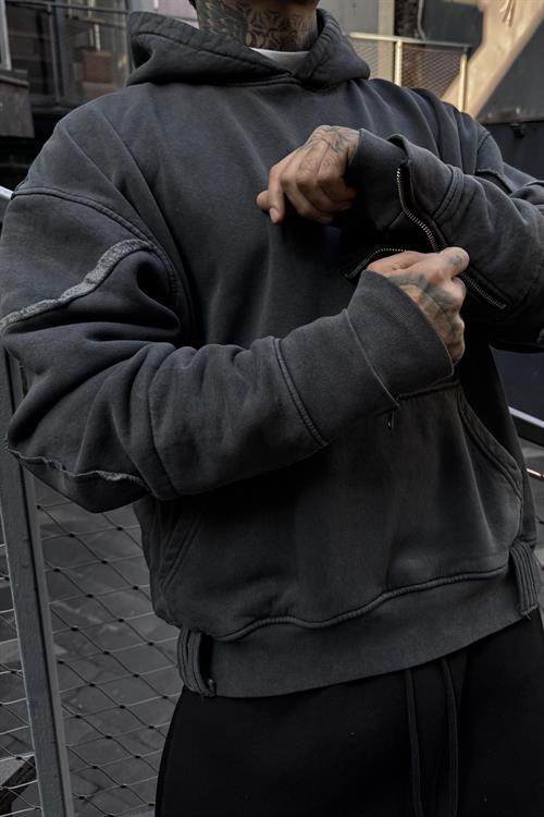 Acis wash zip oversize hoodie