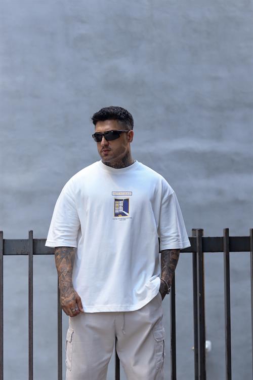 Alcatraz beyaz oversize tshirt