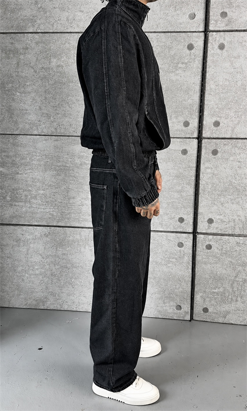 Antrasit Zip Denim Takım