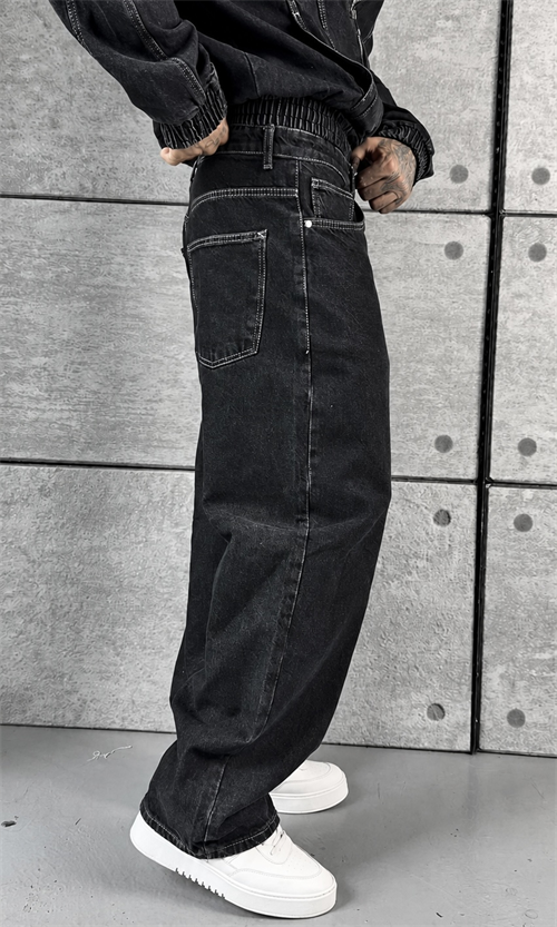 Antrasit Zip Denim Takım