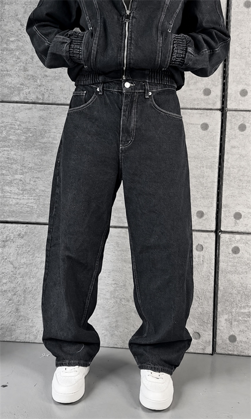 Antrasit Zip Denim Takım