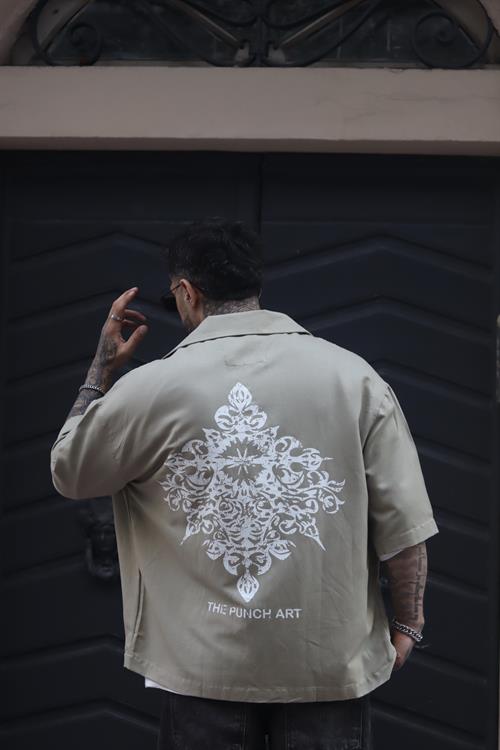 Art basklı oversize gömlek
