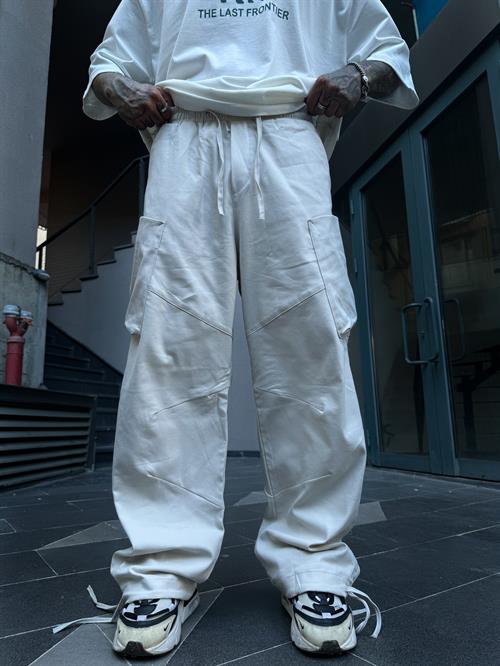 Ayarlanabilir paça bej kargo pantolon