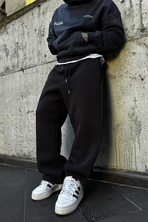 Ayarlanabilir paça siyah baggy sweatpants