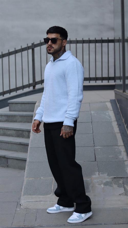 Baby blue polo yaka kazak