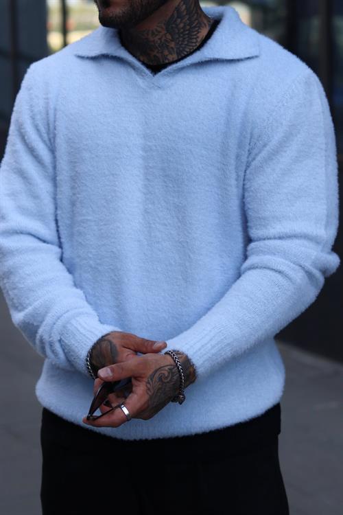 Baby blue polo yaka kazak