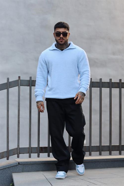 Baby blue polo yaka kazak