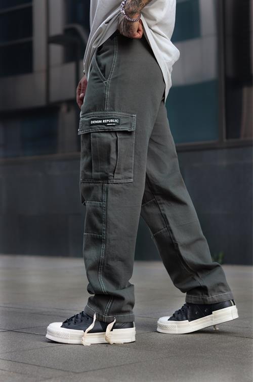 Baggy kargo haki panrolon