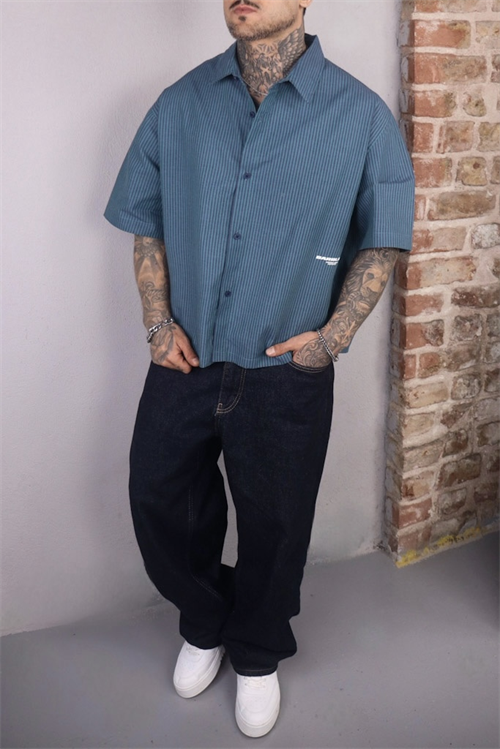 Barblock Petrol Blue Oversize Gömlek
