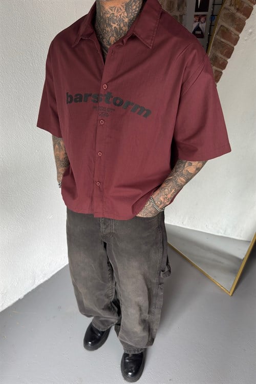 Barstorm Bordo Oversize Gömlek