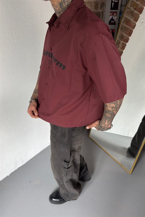Barstorm Bordo Oversize Gömlek