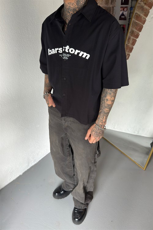 Barstorm Siyah Oversize Gömlek
