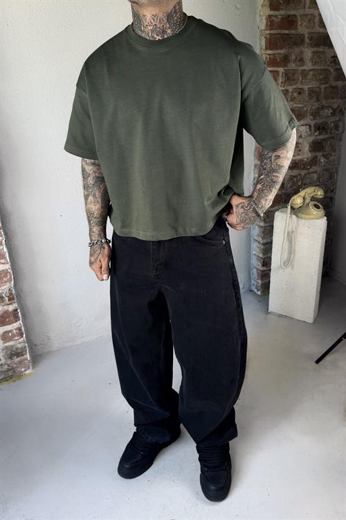 Basic Cropped Haki Tshirt