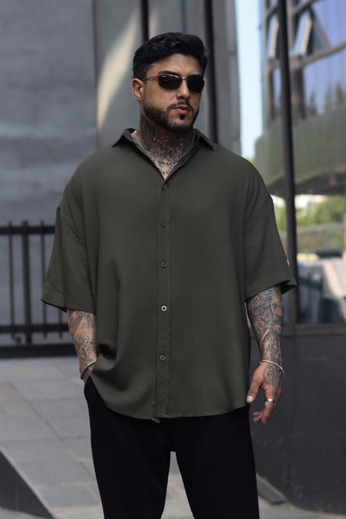 Basic oversize haki gömlek