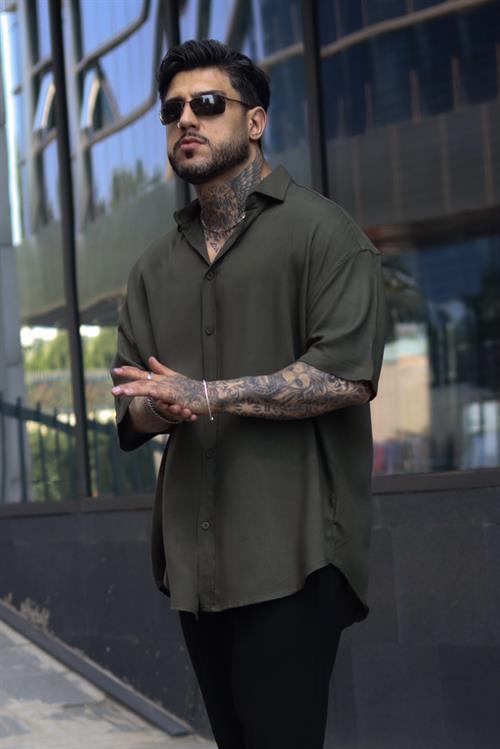 Basic oversize haki gömlek