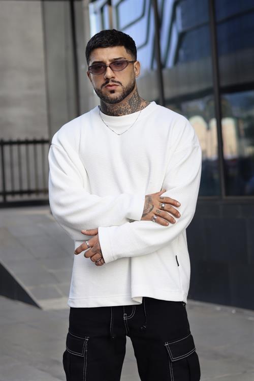 Basic oversize örme sweatshirt