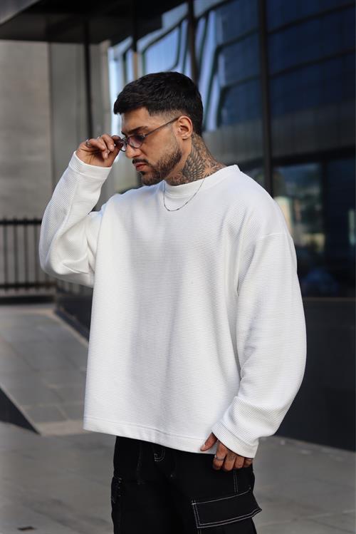 Basic oversize örme sweatshirt
