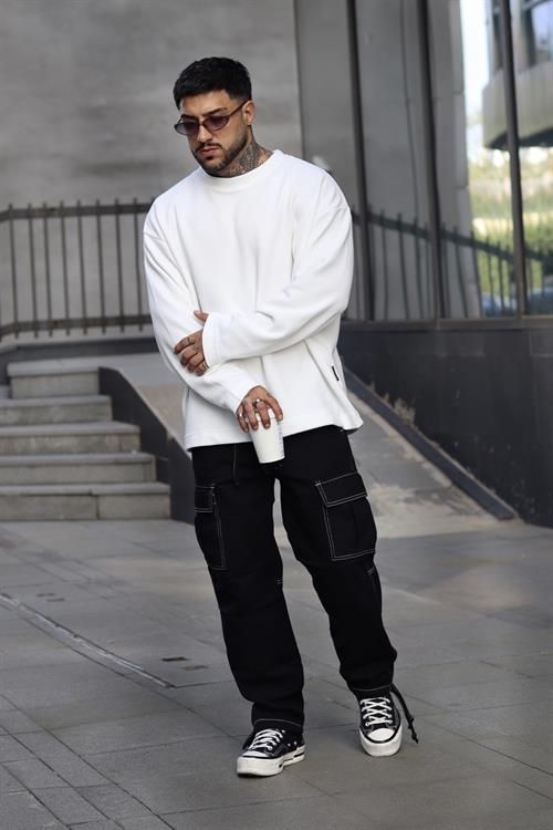 Basic oversize örme sweatshirt