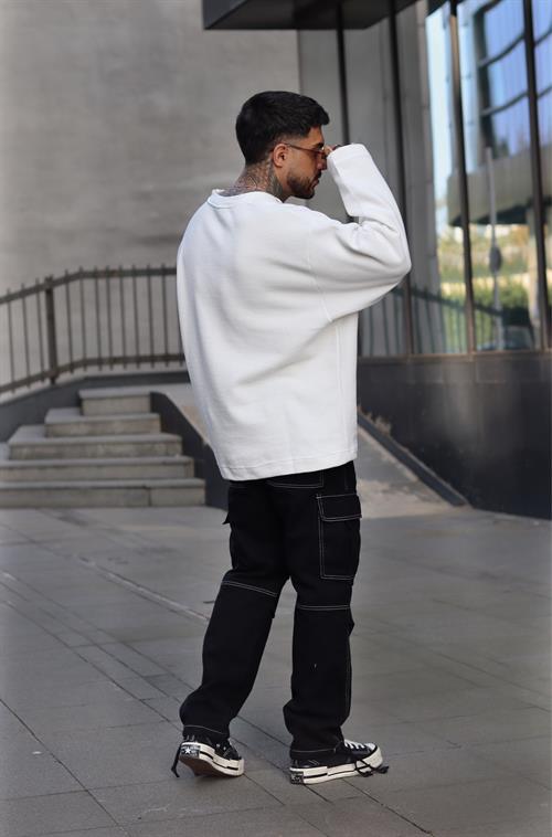 Basic oversize örme sweatshirt