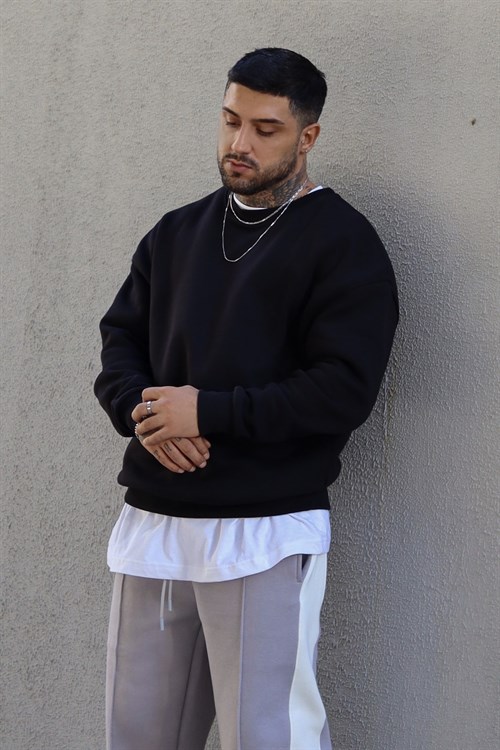 Basic oversize siyah sweatshirt