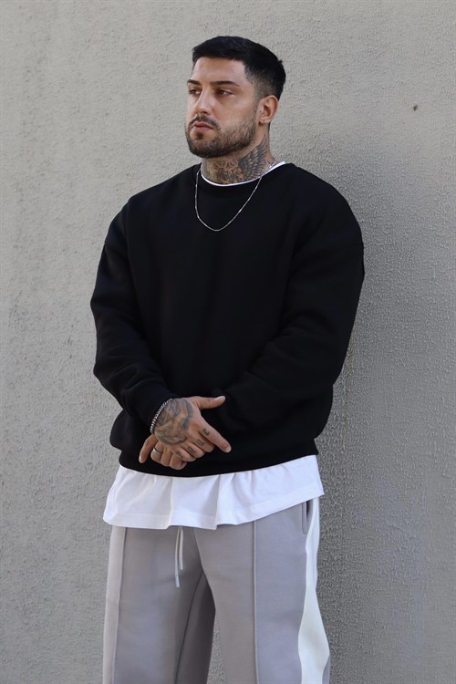 Basic oversize siyah sweatshirt