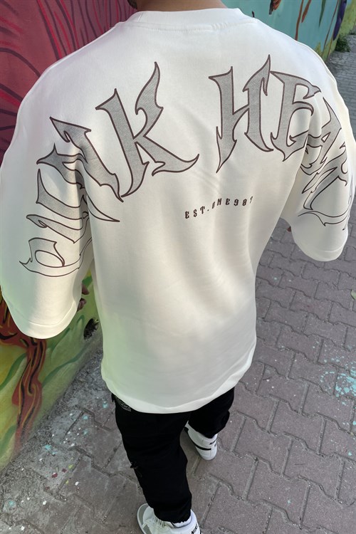 Bat arm white oversize sweatshirt
