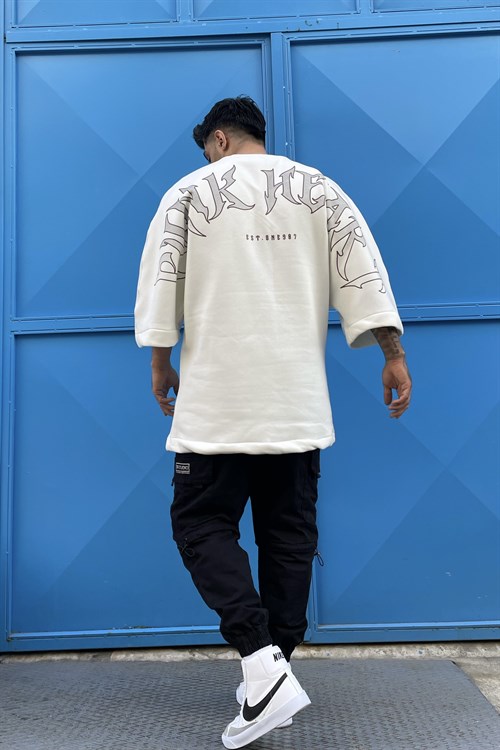 Bat arm white oversize sweatshirt