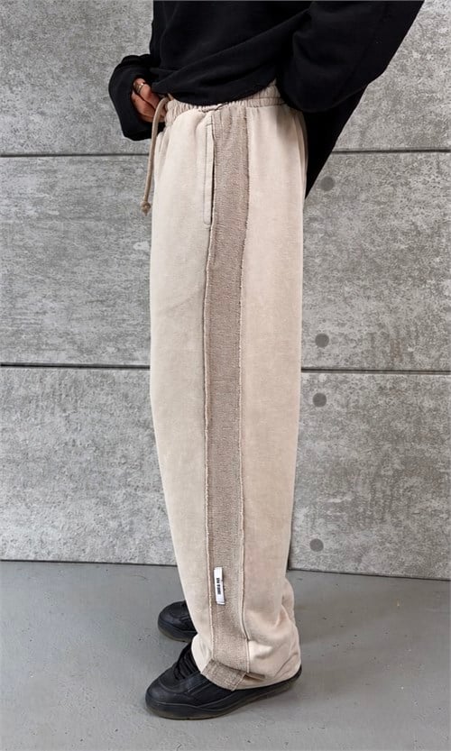 Beige Washed Baggy Eşofman
