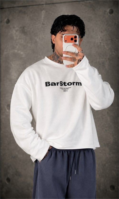 Beyaz Boxy Fit Sweatshirt
