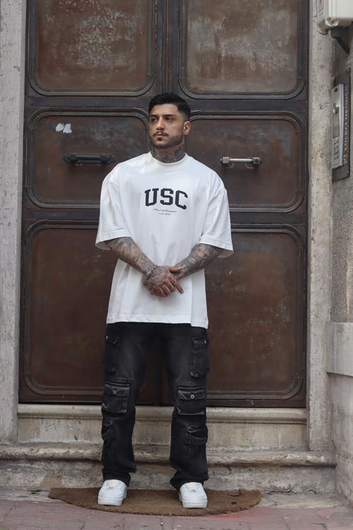 Beyaz usc oversize tshirt