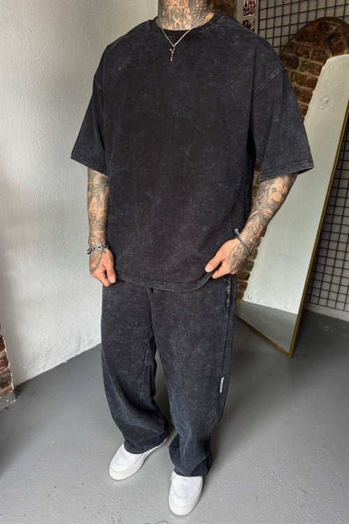 Black Acid Wash Set