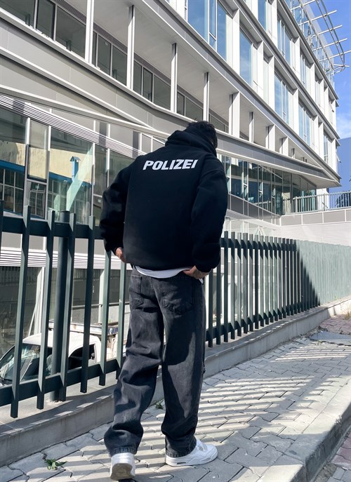 Black polizei oversize hoodie