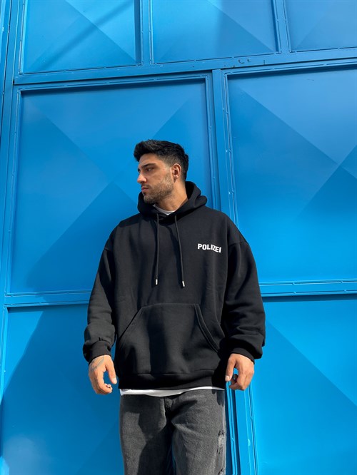 Black polizei oversize hoodie