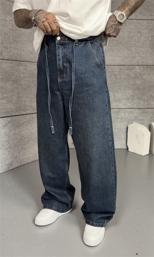 Blue Washed Baggy Pantolon