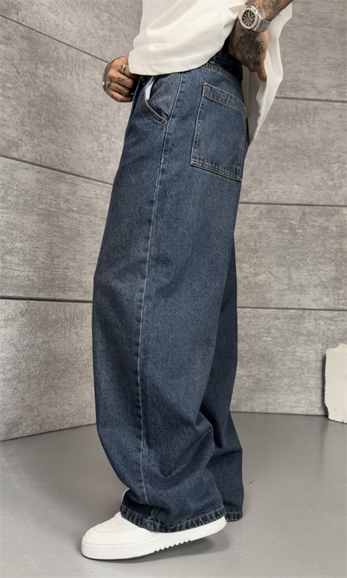 Blue Washed Baggy Pantolon