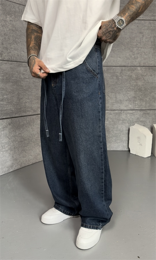 Blue Washed Baggy Pantolon