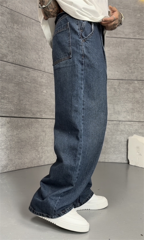 Blue Washed Baggy Pantolon