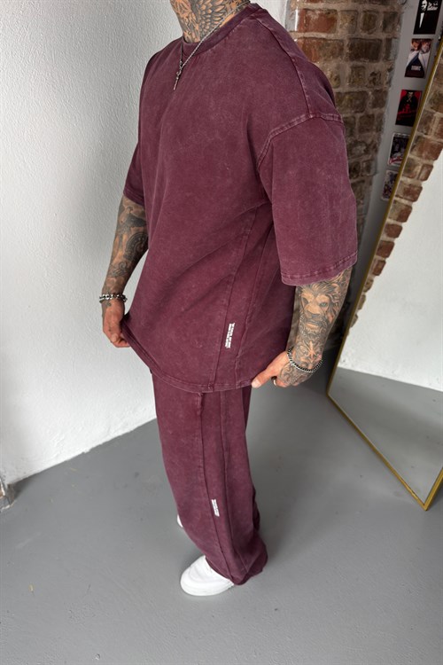Bordo Acid Washed Oversize Takım