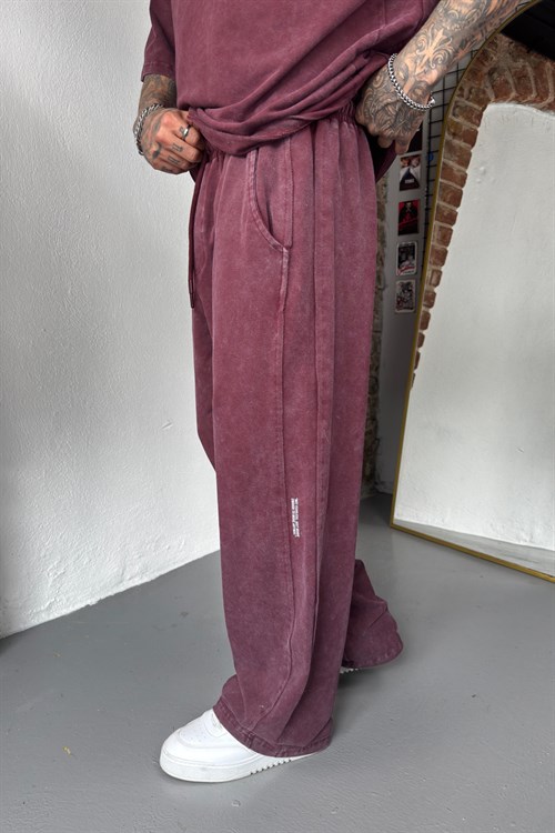 Bordo Acid Washed Oversize Takım