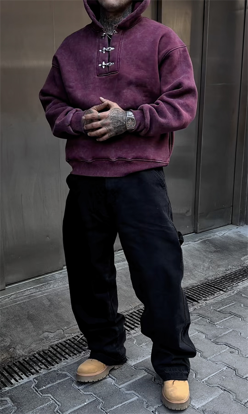 Bordo Kancalı Oversize Hoodie
