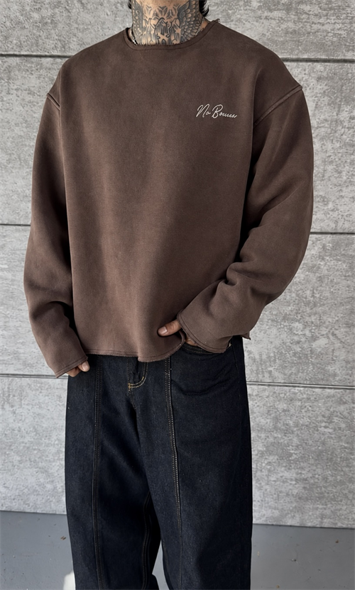 Brown Washed Oversize Sweatshirt