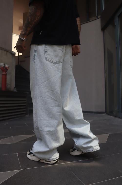 Buz mavi kore baggy pantolon