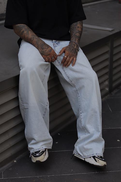 Buz mavi kore baggy pantolon
