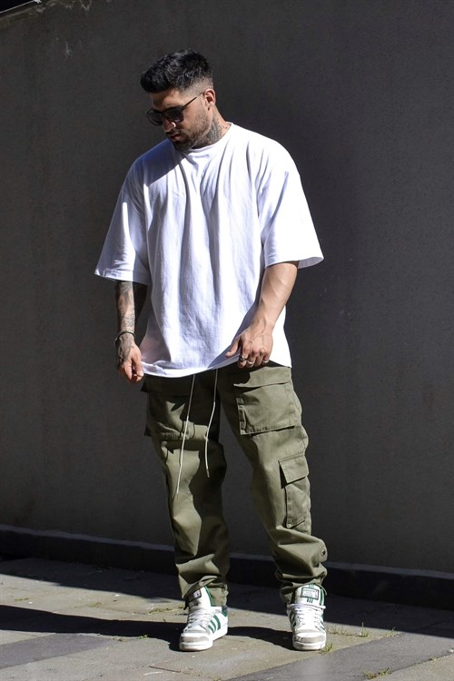 Cargo loose fit haki pantalon